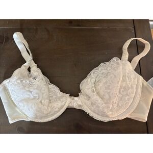 Vintage Vassarette Shimmer Lace Push Up Bra 38C Ivory Padded Underwire